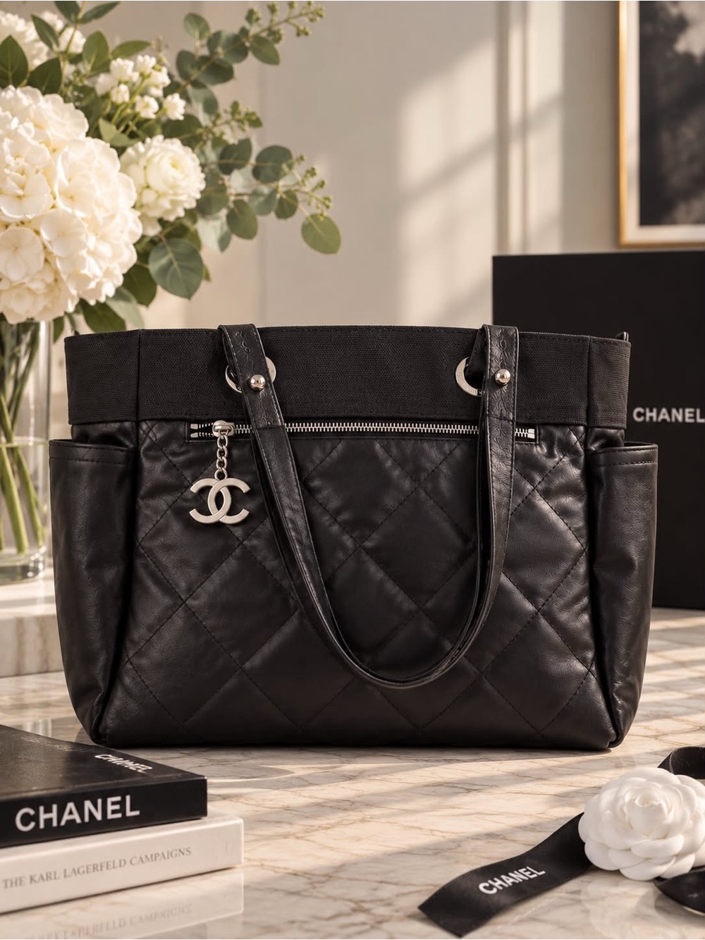 Authentic Chanel black tote bag